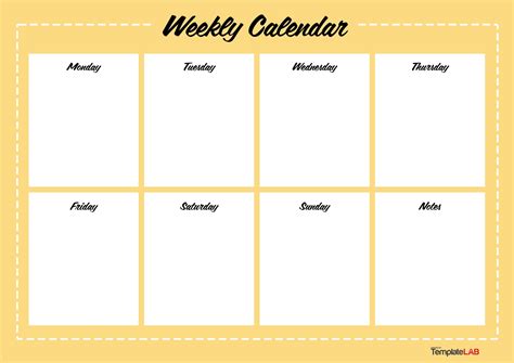 7 Day Calendar Template Word